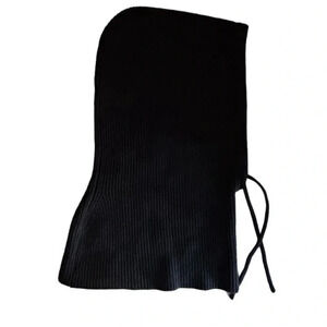 Black Knitted Hooded Scarf Cowl Neck Warmer Winter Accessory Wool Cashmere